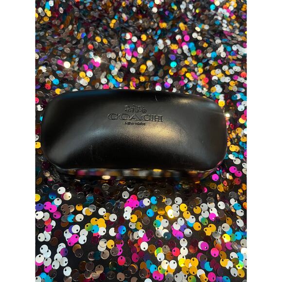 COACH New York Black Hard Clamshell Eye Glass Case  Sun Glasses Holder - Picture 1 of 3